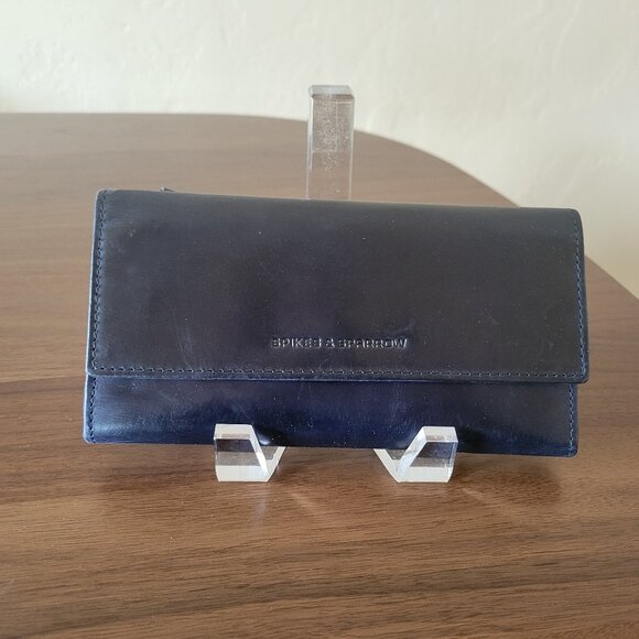 Navy Blue Spikes and Sparrow Genuine Leather Trifold Wallet - Picture 1 of 5